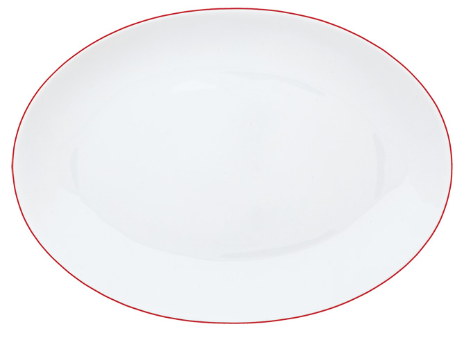 Plat ovale moyen modèle rouge vermillon - Raynaud